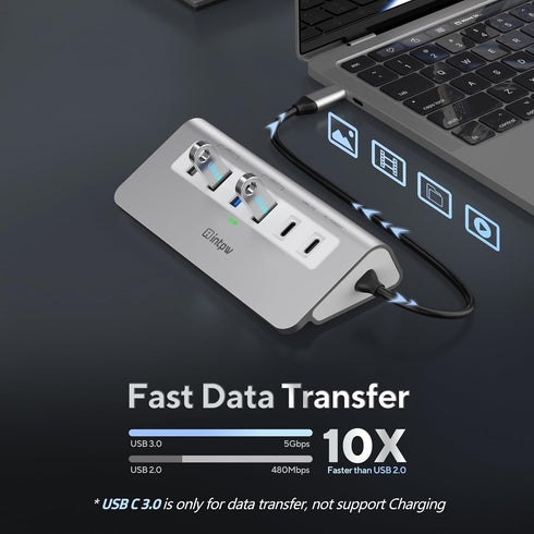 USB C Hub, INTPW 9-in-1 Multiport Adapter with 4K HDMI, PD 100W, USB A, SD/TF Card Reader