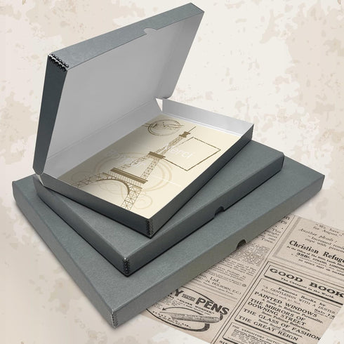 Golden State Art Archival Folio Storage Box 11x14, Gray Clamshell Design with Metal Edge for Photos and Crafts