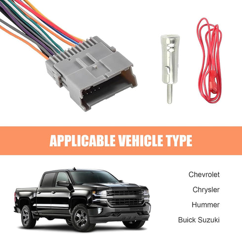 Zikefest 3PCS Hummer Car Radio Wiring Harness Kit, Car Stereo Radio Audio Receiver Wiring Harness Kit, Audio Modified