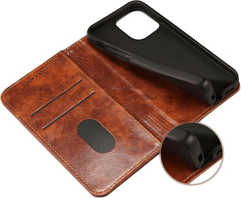 SINIANL Compatible iPhone 12 Pro Max Leather Wallet Folio Case with Magnetic Closure and Kickstand Card Slots