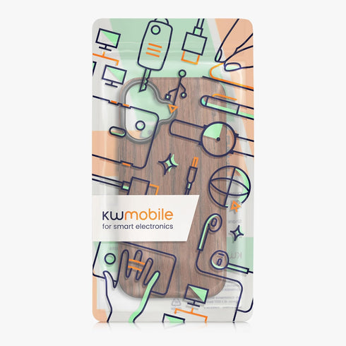 kwmobile 17 Wood Optics Case Compatible with Apple iPhone - TPU Protective Cover in Two-Tone Wood Design - Woodgrain