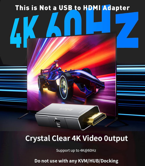 Reborn HDMI to DisplayPort Adapter, 4K@60Hz HDMI Male to DP Female Converter for Laptop, PS5, Xbox