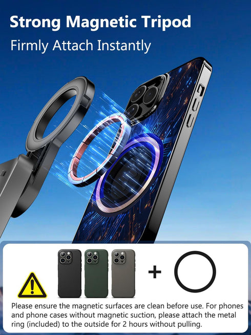USKEYVISION 4 1 Recording(MPT-02) Magnetic Pocket Selfie Stick for iPhone with Light for MagSafe in Portable Pocket