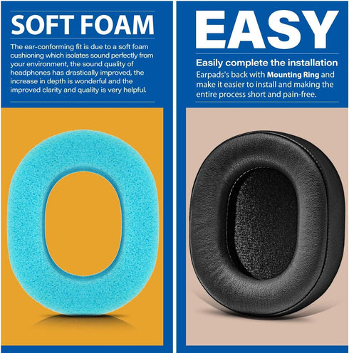 ATH M70X Ear Pads - TRANSTEK Replacement Cushions Compatible with ATH-M70X Headphones, Thicker Memory Foam