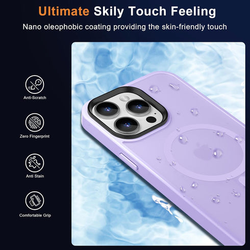 MOCCA Strong Magnetic Case for iPhone 13 Pro Max, Compatible with Magsafe, Slim Thin Shockproof Cover, Light Purple