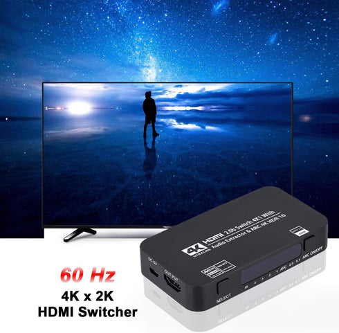 Wonlyus 4x1 4K@60Hz 3.5mm 3D, 1080P @120Hz, 4Kx2k @60Hz HDMI Switch with Audio Extractor, Ultra HD HDMI Switcher