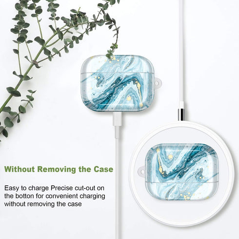 JIAXIUFEN Compatible with AirPods Pro 2019 / Airpods Pro 2nd Generation Case Cover, Gold Sparkle Glitter Marble Design,