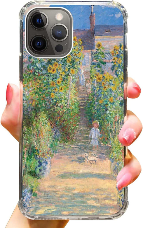 Claude Monet Art Painting Phone Case for iPhone 14 Pro, Watercolor Sunflower Impressionism Cover for Women Men Girls Boys, Trendy Design TPU Bumper Case for iPhone 14 Pro