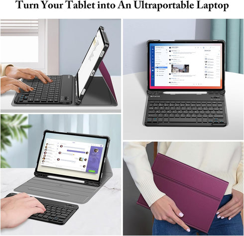 Fintie Keyboard Case for Samsung Galaxy Tab S9 FE 5G 10.9 Inch, Detachable Wireless Bluetooth Keyboard, Purple
