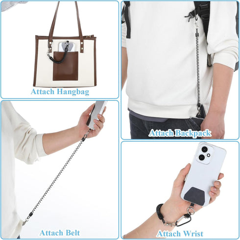 TIESOME 2 4 1 PCS Phone Lanyard Tether with Patch, Phone Leash Anti-theft Phone Strap with Patch & Carabiner Anti-Drop