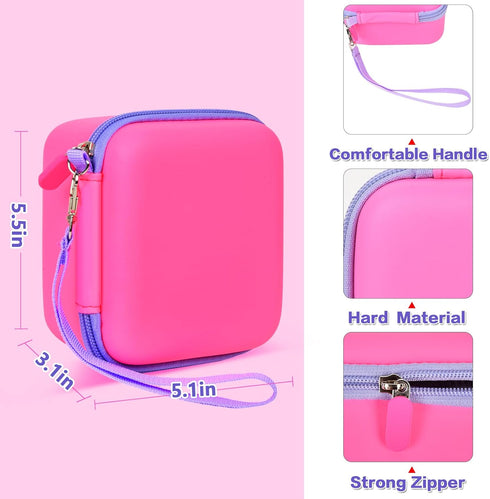 PAIYULE Kid Camera Case Compatible with Instant Camera for Kids Digital Video Cameras Storage Holder Bag for Girls Toddler Camera And Print Paper(Box Only) (Bright Pink)
