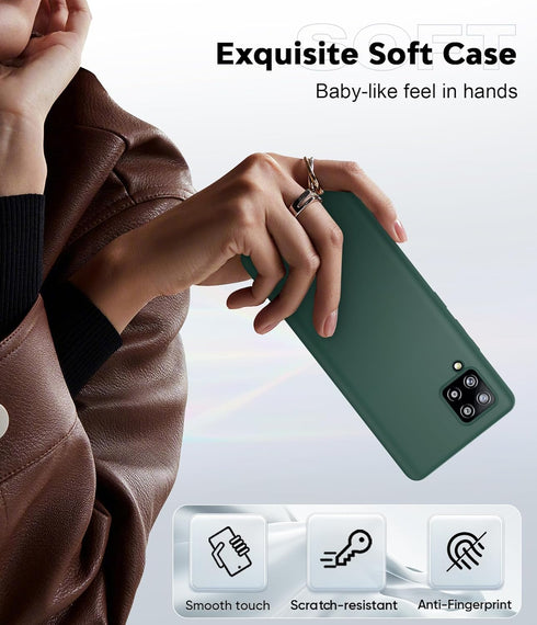LeYi Liquid Silicone Slim Silky-Soft Case Cover for Samsung Galaxy A42 5G with 2 Pack Tempered Glass Screen Protector