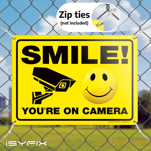 iSYFIX Reflective Security Camera Signs for Business – 1 Pack 14x10 Inch – 100% Rust Free Aluminum, UV Laminated