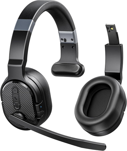 Trucker Bluetooth Headset, Wireless Headsets with Noise Cancelling Microphone, 40+Hrs HD Talktime