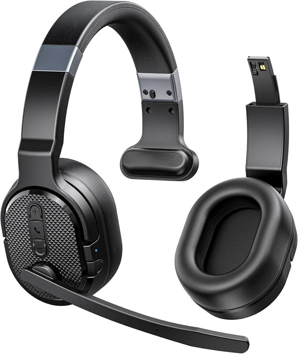 Trucker Bluetooth Headset, Wireless Headsets with Noise Cancelling Microphone, 40+Hrs HD Talktime