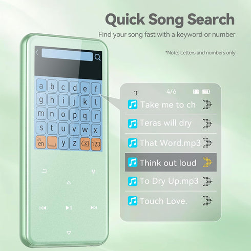 AGPTEK 64GB MP3 M3 2.4 inch 128GB Player with Bluetooth, Music Player with Speaker and FM Radio, Touch Buttons