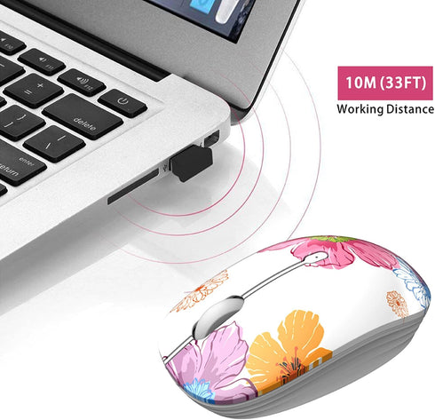 TENMOS M101 Wireless Mouse Cute Silent Computer Mice with USB Receiver, 2.4G Optical Wireless Travel Mouse