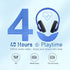 Bluetooth Headphones Over Ear, 6S Foldable Wireless Headphones with 6 EQ Modes, 40 Hours Playtime HiFi Stereo Headset with Mic, Soft Ear Pads, TF/FM for Cellphone/PC/Home (Black & Blue)