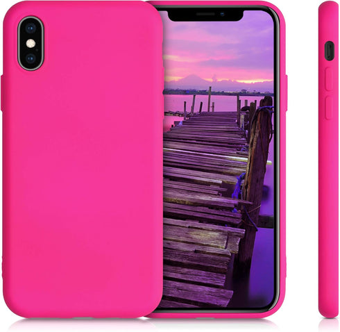 kwmobile Case Compatible with Apple iPhone Xs, Slim Protective TPU Silicone Phone Cover in Neon Pink