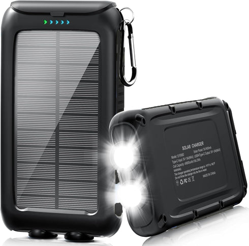 Kepswin Solar-Charger-Power-Bank-49800mAh Portable Solar Phone Charger with LED Flashlight/15W Fast Charge USB C