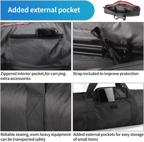 HEMMOTOP 25.6x7in -R06518 Tripod Bag, Tripod Carrying Case Heavy Duty with Two Zippered Pockets, All Sides Thick Padded