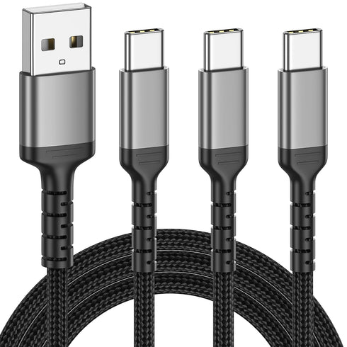 3 Pack 3ft Braided USB C Charger Cord, Fast Charging 3A for iPhone 15 Pro/Max, Samsung Galaxy S22 Ultra, Google Pixel 8