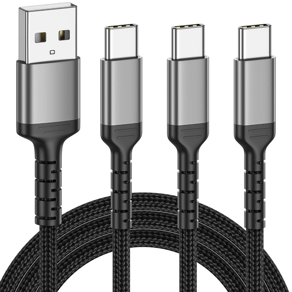 3 Pack 3ft Braided USB C Charger Cord, Fast Charging 3A for iPhone 15 Pro/Max, Samsung Galaxy S22 Ultra, Google Pixel 8