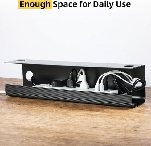Yecaye 2 Pack Under Desk Cable Management Tray, 31.5 in Cable Hider, Cord Organizer, No Screw No Drill, Black