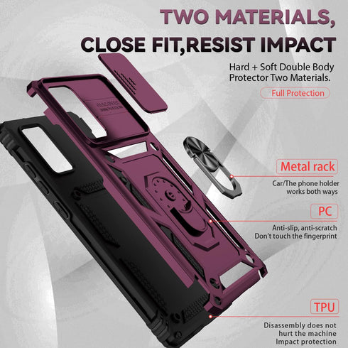 AYMECL Galaxy Note 20 Phone Case, Samsung Note 20 Case with 2 Pcs Self-Healing Film, Slide Camera Cover, Magnetic Ring