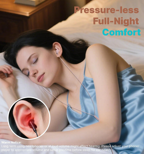 Headphones,3.5mm Earbuds,30dB Plugs,2g Hmusic Sleep Wired Sleeping Noise Isolate Sleep Lightweight, Ultra-Soft