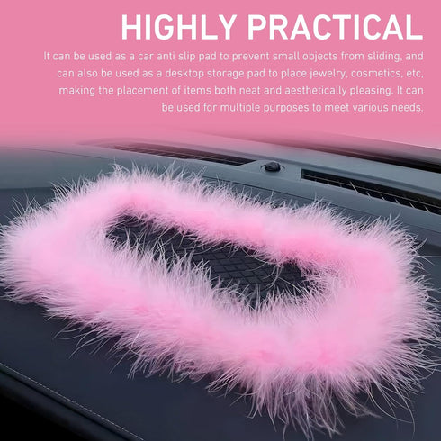 lekiliky 5.71" 11.6" Dash Mat for Car, Anti Slip Pink Feather Dash Mat, x Colorfast Non-Shedding Anti-Slip Pad, Car
