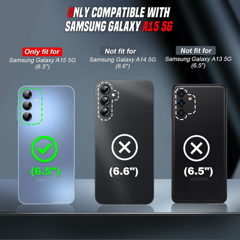 LeYi Galaxy A15 5G Case: Samsung A15 Case with Screen Protector & Magnetic Metal Mount Stand - Navy Blue
