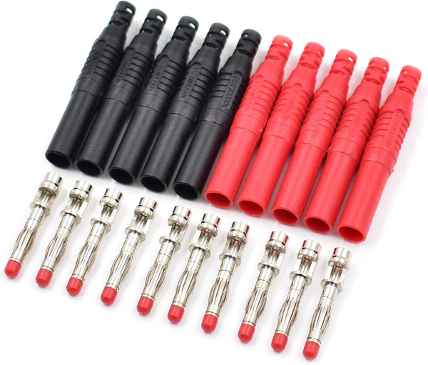 10Pcs Insulated Safety 4mm Banana Plugs, Shrouded Protection for Multimeter Test Leads, DIY Connectors