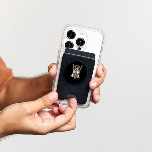 Saint Bernard Puppy Lover PS Funny Saint Bernard Puppy In A Baby Carrier. Dog Lover PopSockets PopWallet for MagSafe