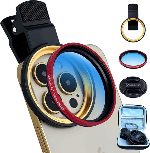 Yadsux 52mm Phone CPL Polarizer Lens Filter Kit, iPhone Camera Attachment, Compatible with
