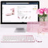 FENIFOX Wireless Keyboard and Mouse, Full-Size Compact, Whisper-Quiet, Compatible with Mac PC Laptop, Rose Gold Pink