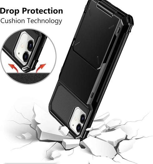 Vofolen Compatible with iPhone 12 Case, 5G Wallet with 4-Card Slot, Flip Hidden Pocket, Black