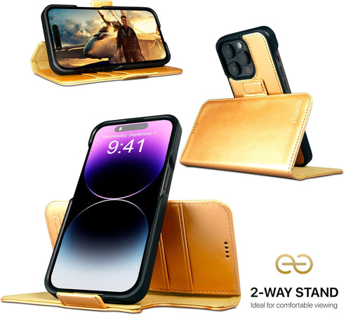 Dreem Fibonacci Wallet Case for iPhone 14 Pro - 2-in-1 Shockproof with Detachable Vegan Leather Folio