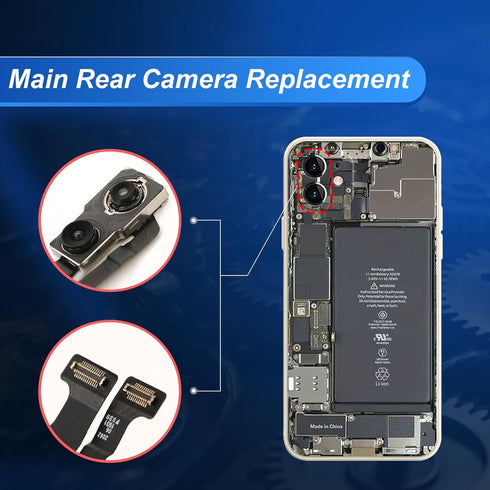 Main Rear Camera Module for iPhone 11, 12MP Replacement with Repair Tools for Models A2221 A2111 A2223