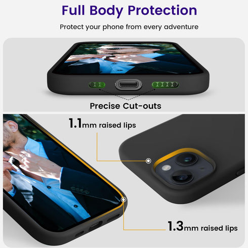 iPhone 15 Case by OTOFLY, Slim Shockproof Silicone, 6.1 inch, Black - Compatible & Stylish Protection.