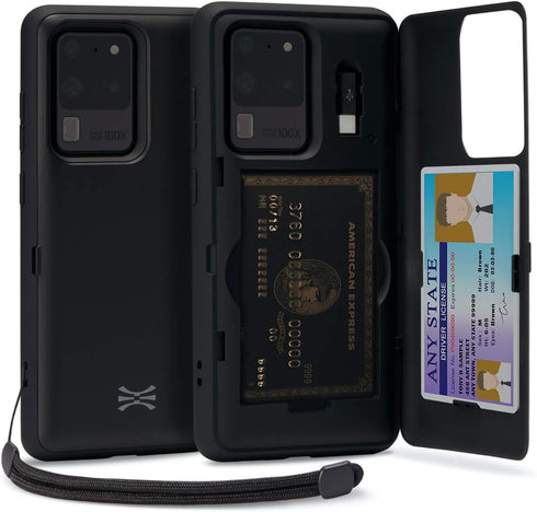 TORU CX PRO Case for Galaxy S20 Ultra, Slim Protective Cover with Card Holder, Hidden Credit Cards Wallet Flip Slot