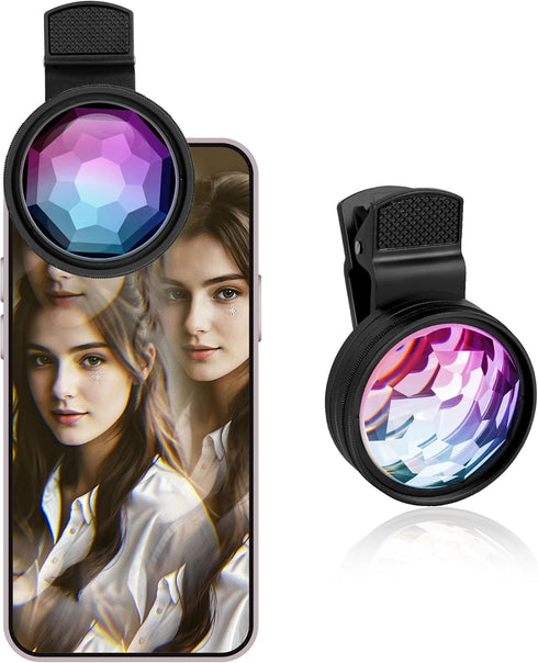 Kaleidoscope Prism Lens Filter for iPhone & Android, Portable Clip-On Photography Filter with K9 Optical Glass