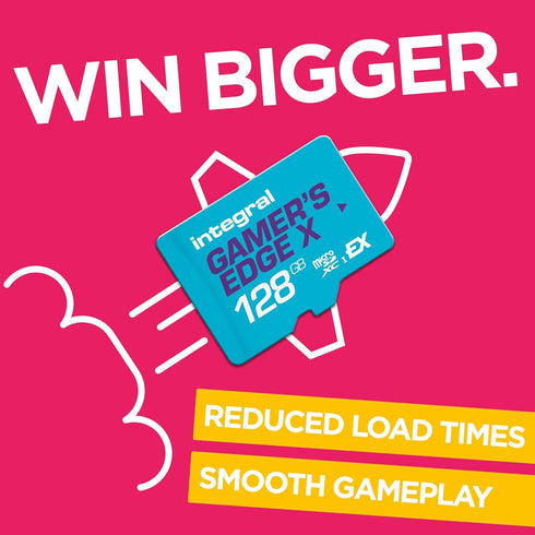Integral 128GB 2, 890MB/s 550MB/s 4K A2, Gamer's Edge X Micro SD Express Card for Nintendo Switch up to Read, Write