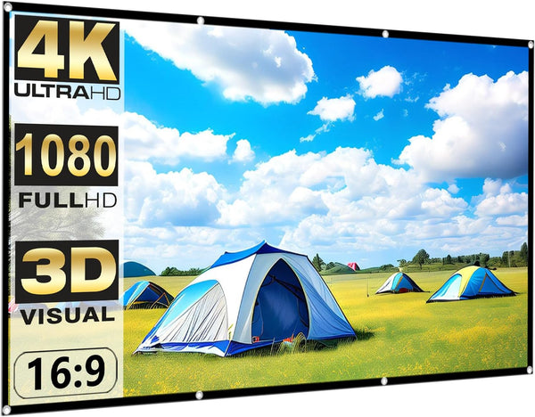 WEDIOU Outdoor Movie Projector Screen 120 inch: Wrinkle-Free and Foldable Projection Screens 16:9