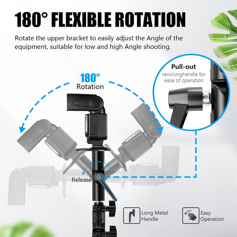 EMART Camera Flash Bracket H Type Mount with Umbrella Holder, Adjustable Metal Light Stand Adapter (2 Pack)