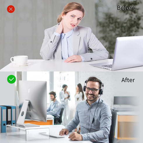 Acrylic Monitor Stand Riser, Clear Laptop Stand for Desk Accessories, Aesthetic Laptop Riser for Office Supplies