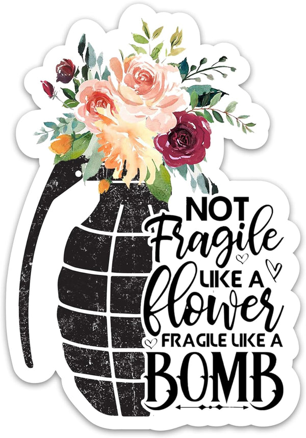 (3PCs) Not Fragile Like A Flower Fragile Like A Bomb Feminism Sticker, Feminist Girl Power Stickers Waterproof Vinyl Women's Rights Decals for Laptop Water Bottle Kindle Phone Case(3 Inches) by EMBLAZIFY