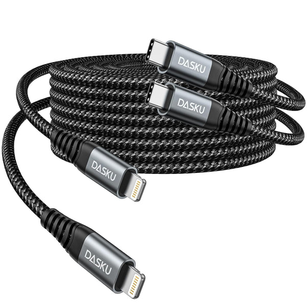 USBC to Lightning Cable for iPhone, 3FT 2 Pack, Fast Charger Nylon Lightning to USB C Cable, Compatible with iPhone