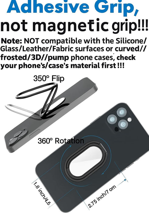 Phone Holder Foldable Stand, 360° Rotation Ring Holder for Cell Phones, Metal Grip for Magnetic Car Mount