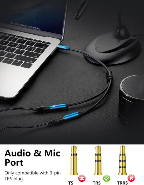 MillSO 3.5mm Headphone Splitter Adapter, CTIA Audio Splitter for Xbox One, PS4, Smartphone, Laptop, 30cm/12inch